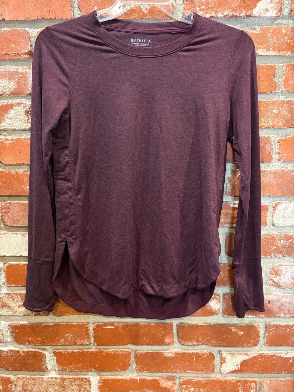 Athleta Uptempo Top Heathered Plum Purple Long Sleeve Size S